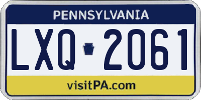 PA license plate LXQ2061