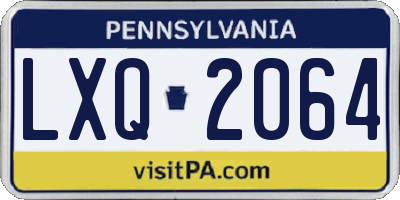 PA license plate LXQ2064