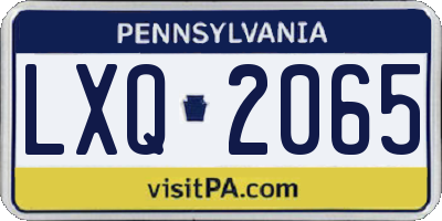 PA license plate LXQ2065