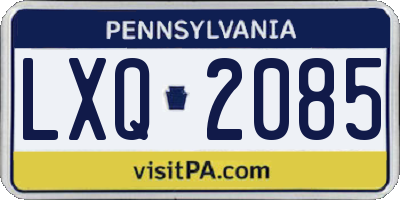 PA license plate LXQ2085