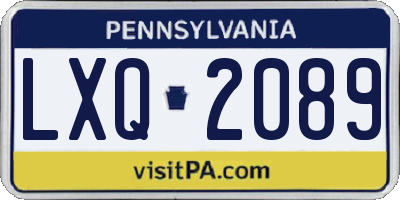 PA license plate LXQ2089