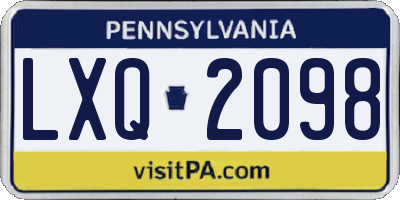 PA license plate LXQ2098