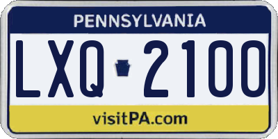 PA license plate LXQ2100