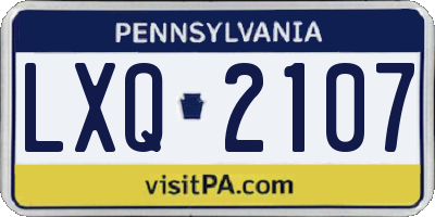 PA license plate LXQ2107