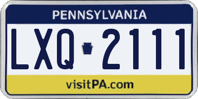 PA license plate LXQ2111