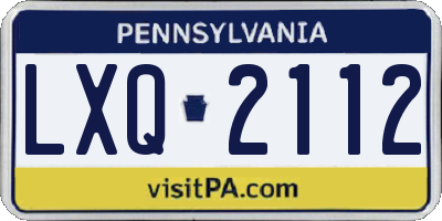 PA license plate LXQ2112
