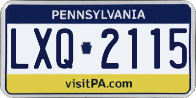 PA license plate LXQ2115
