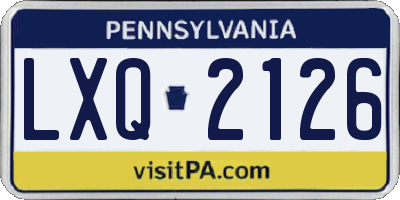PA license plate LXQ2126