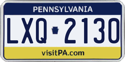 PA license plate LXQ2130