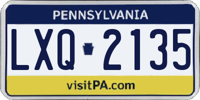 PA license plate LXQ2135