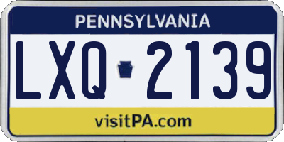 PA license plate LXQ2139
