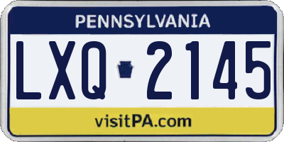 PA license plate LXQ2145