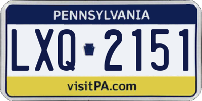 PA license plate LXQ2151