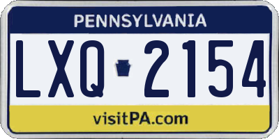PA license plate LXQ2154