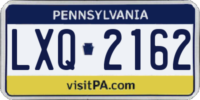 PA license plate LXQ2162