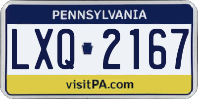 PA license plate LXQ2167