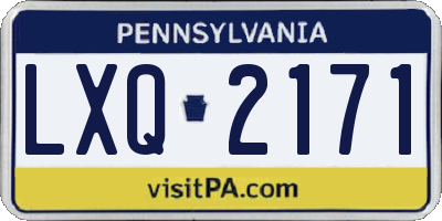 PA license plate LXQ2171
