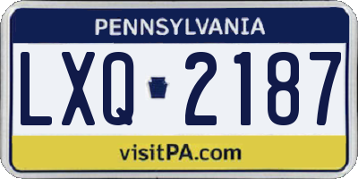 PA license plate LXQ2187