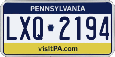 PA license plate LXQ2194