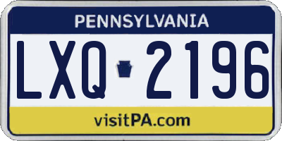 PA license plate LXQ2196