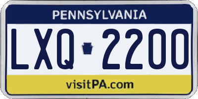 PA license plate LXQ2200