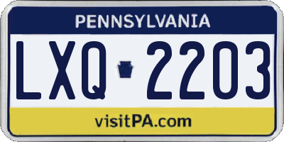 PA license plate LXQ2203