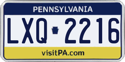 PA license plate LXQ2216
