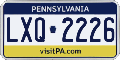PA license plate LXQ2226
