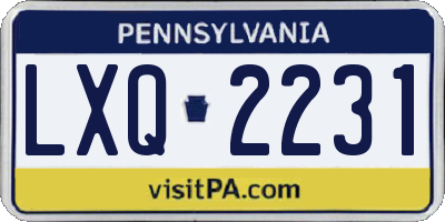 PA license plate LXQ2231