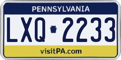 PA license plate LXQ2233