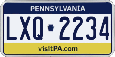 PA license plate LXQ2234