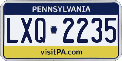 PA license plate LXQ2235