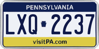 PA license plate LXQ2237