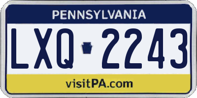 PA license plate LXQ2243