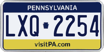 PA license plate LXQ2254