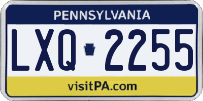 PA license plate LXQ2255
