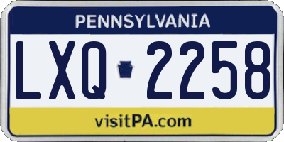 PA license plate LXQ2258