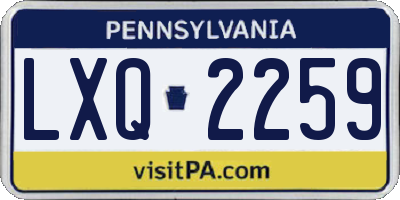 PA license plate LXQ2259