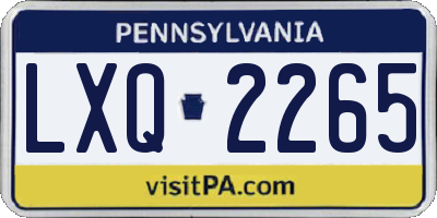 PA license plate LXQ2265