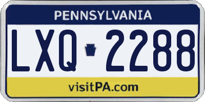 PA license plate LXQ2288