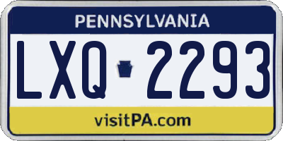 PA license plate LXQ2293