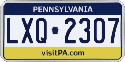 PA license plate LXQ2307