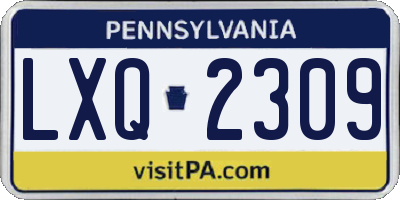 PA license plate LXQ2309