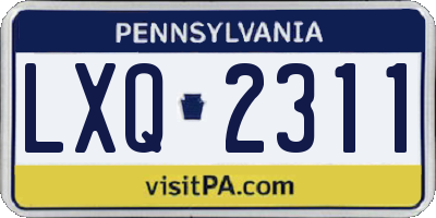 PA license plate LXQ2311