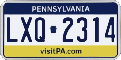 PA license plate LXQ2314