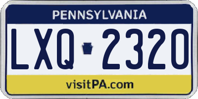 PA license plate LXQ2320