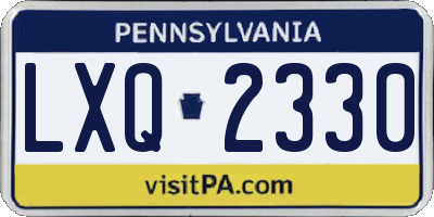 PA license plate LXQ2330