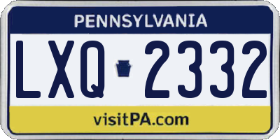 PA license plate LXQ2332