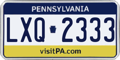 PA license plate LXQ2333