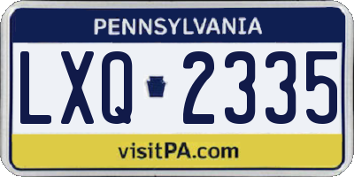 PA license plate LXQ2335